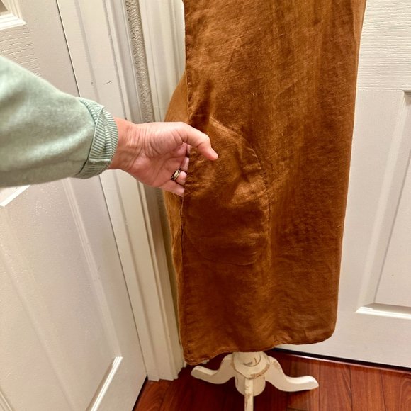 Chic Chico's Design 100% Linen Sleeveless Brown Midi Dress Size 1( USA M/8) - Picture 5 of 12